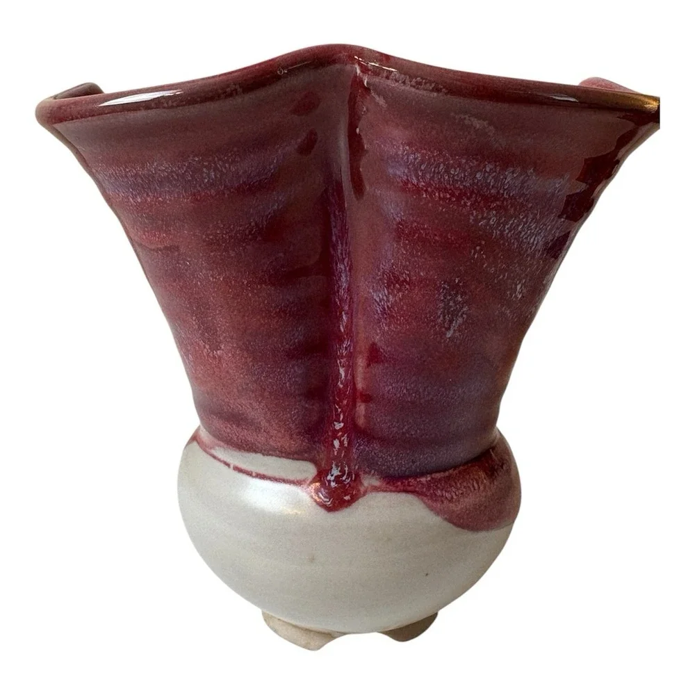 Vintage Pottery Vase/planter Signed By Berger Artisan Colorful Crafted